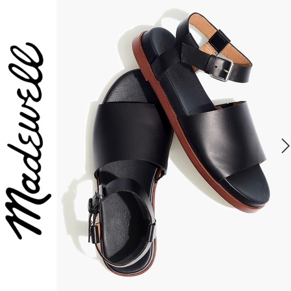 Madewell The Noelle Ankle Strap Flat Black Minimalist Shoes Sandals ND986 7.5 - Picture 1 of 13